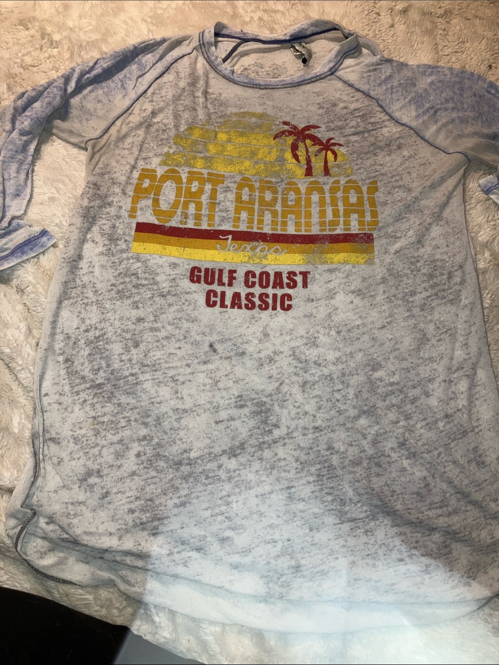 Port Aransas Gulf Coast Classic Long Sleeve Tee - Light Blue/White